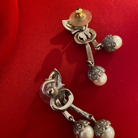 Sterling silver earrings with beautiful pearl drops vintage pierced❤️ - Picture 6 of 13